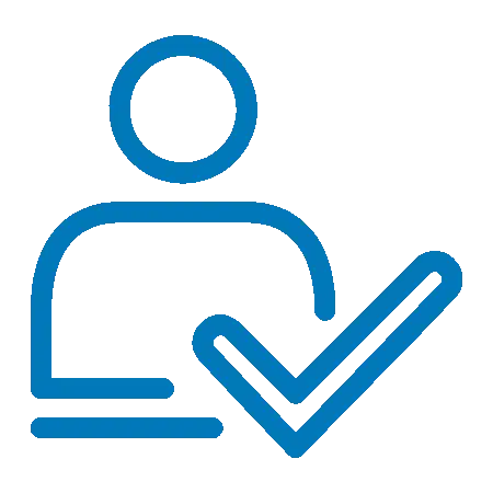 Person with checkmark icon representing approved patient or verified dental care service.