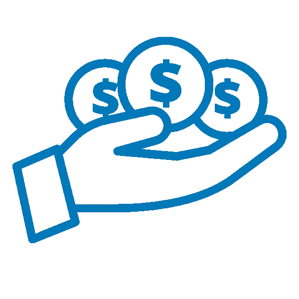 Hand holding three dollar coins representing affordable dental financing options